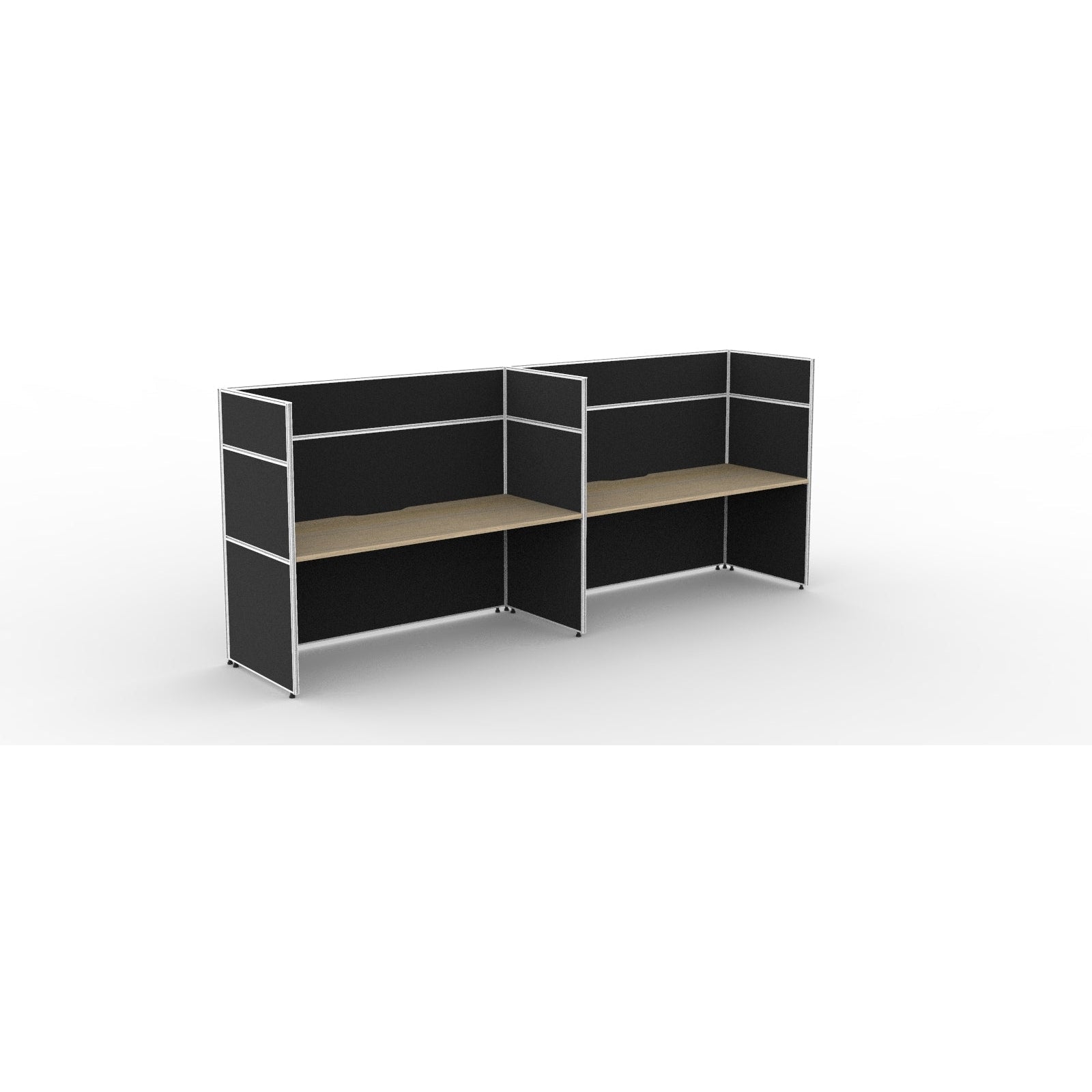 SHUSH30 Workstation - 2 Person - Screen Hung Tops - Oak