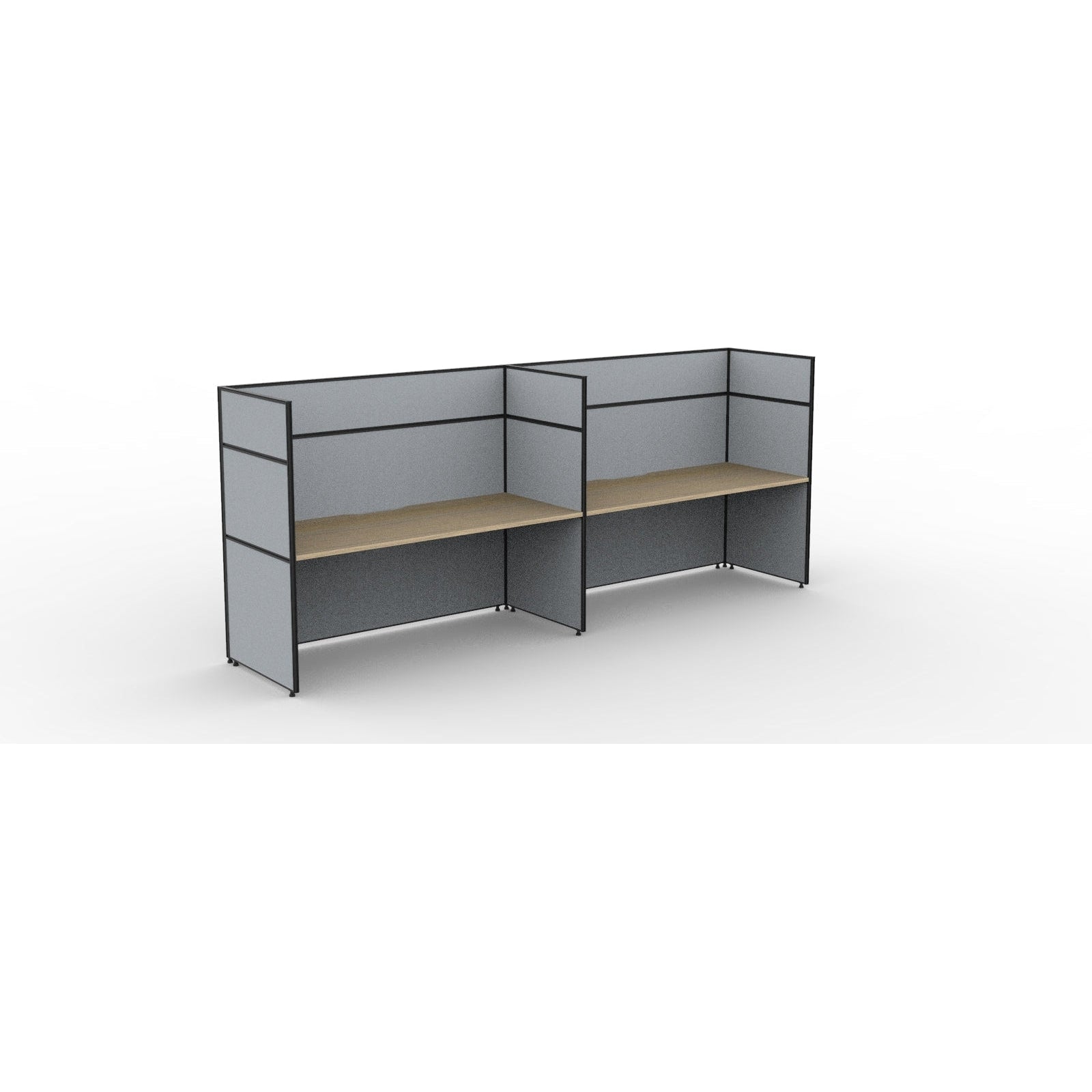 SHUSH30 Workstation - 2 Person - Screen Hung Tops - Oak