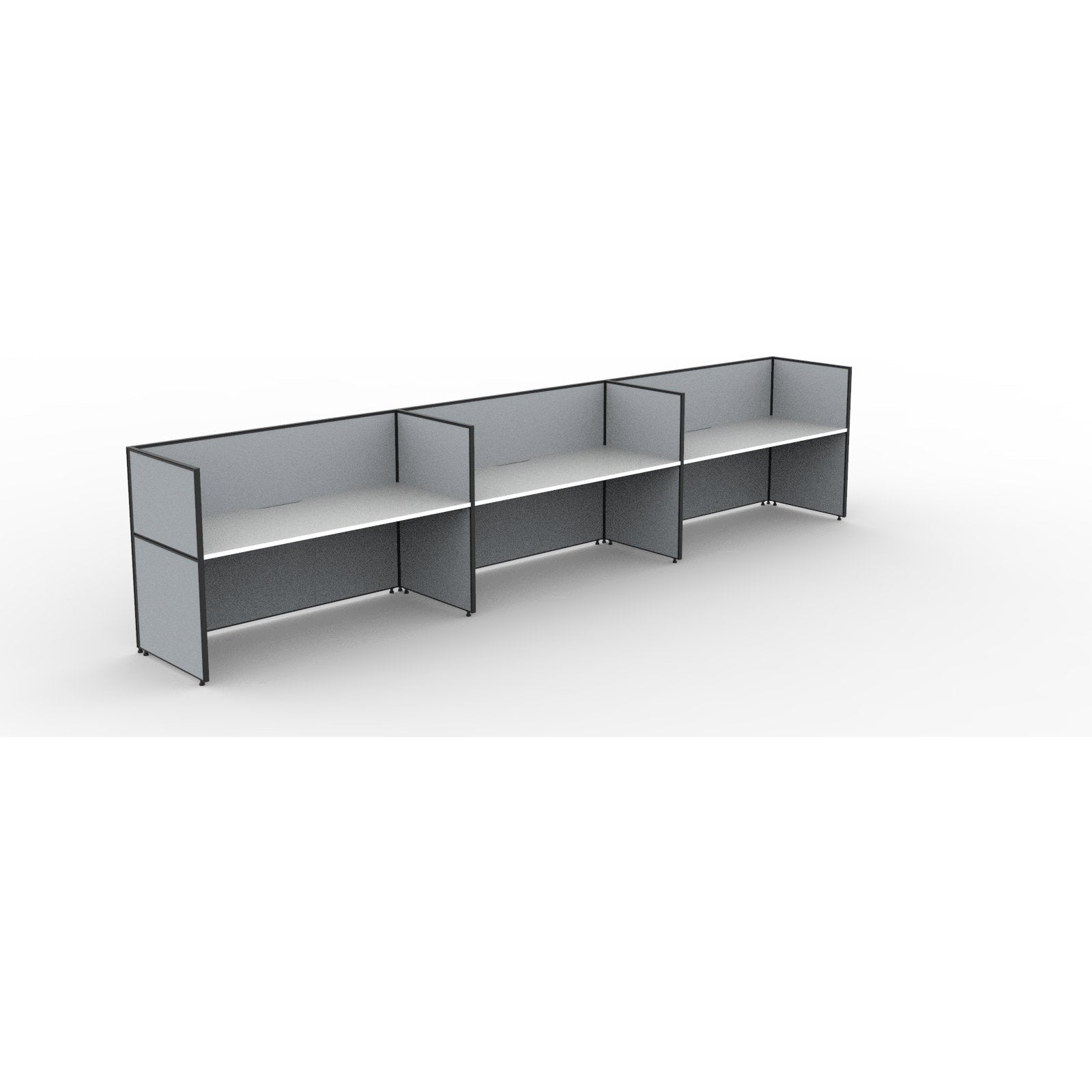 SHUSH30 Workstation - 3 Person - Screen Hung Tops - White