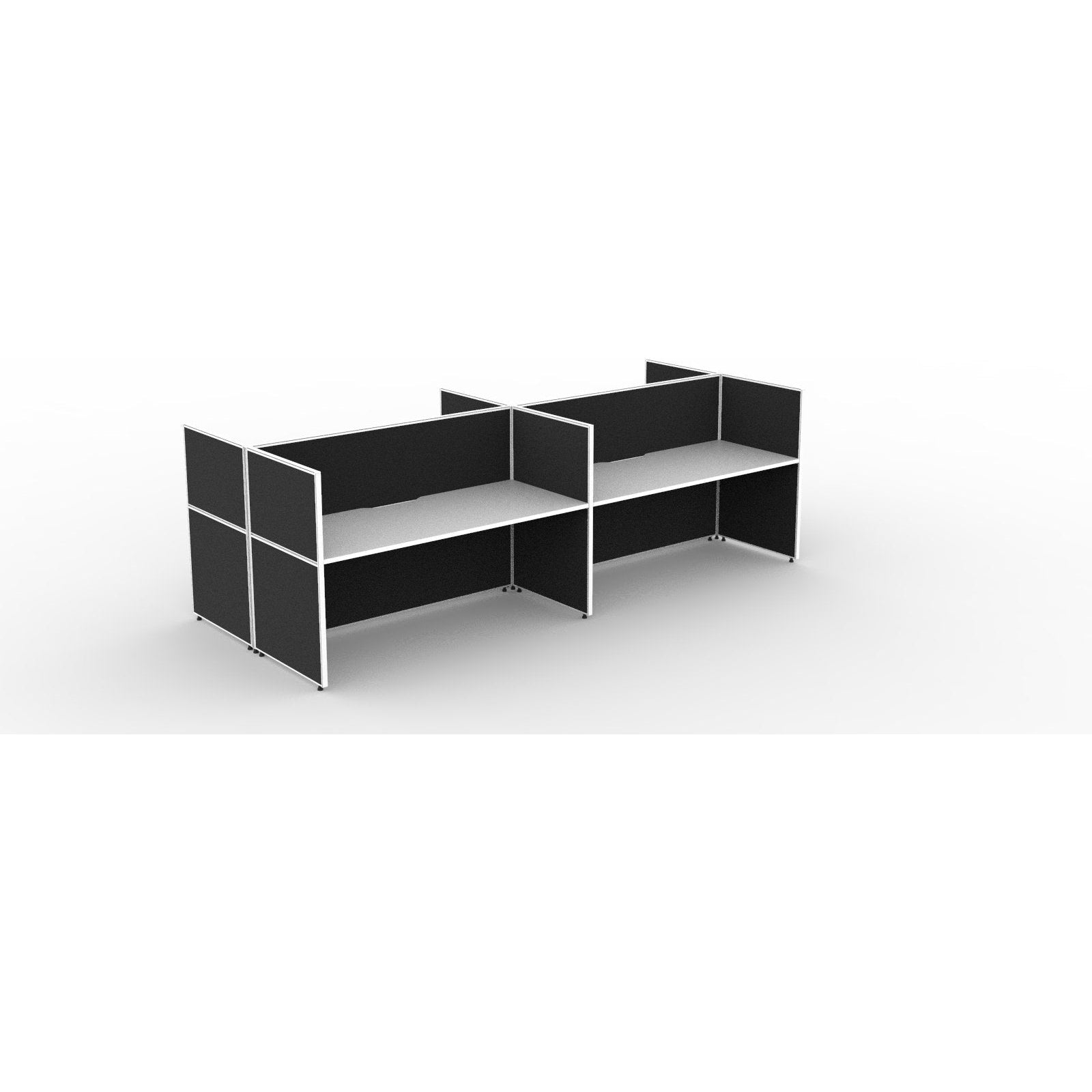 SHUSH30 Double Sided Workstation - 4 Person - Screen Hung Tops - White