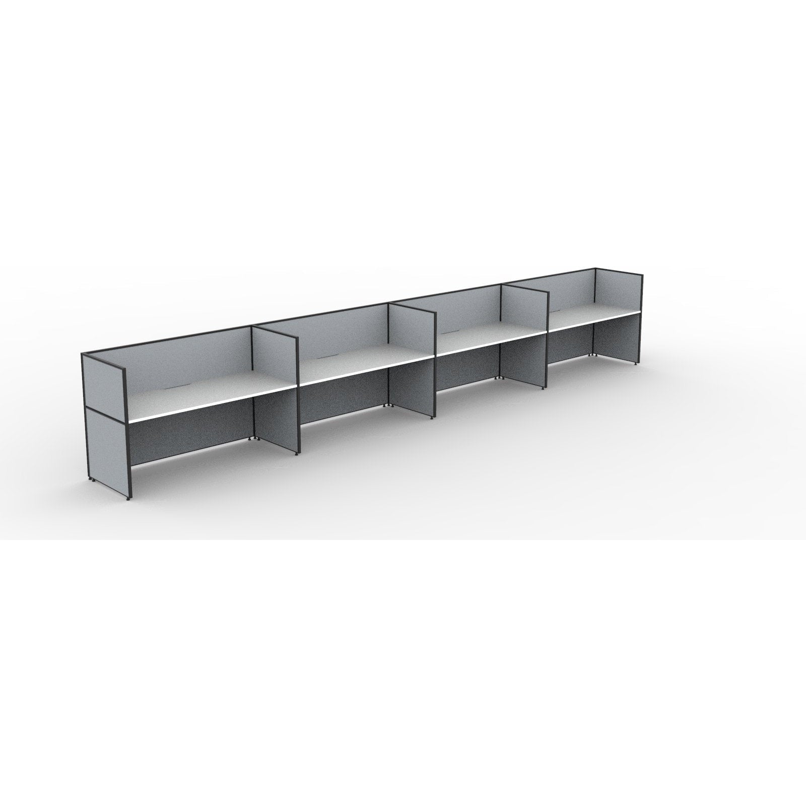 SHUSH30 Workstation - 4 Person - Screen Hung Tops - White